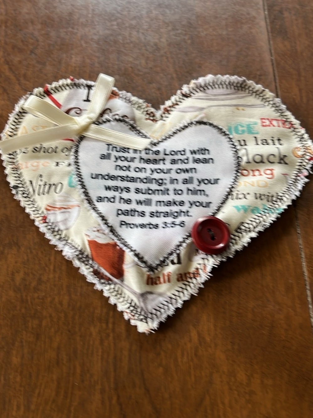 Handmade Prayer  Heart - Cream and White